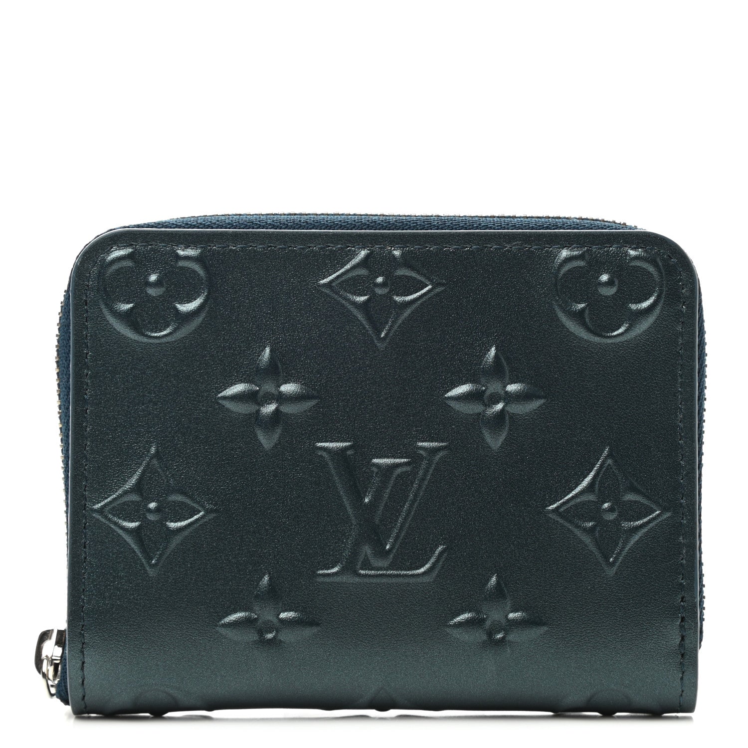 Louis Vuitton Calfskin Debossed Monogram Zippy Coin Purse Blue 1 of 6