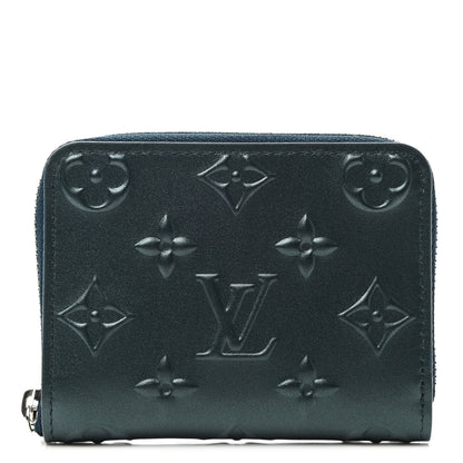 Louis Vuitton Calfskin Debossed Monogram Zippy Coin Purse Blue 1 of 6