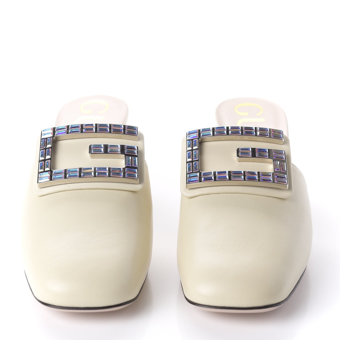 Malaga Kid Crystal Square G Madelyn Mules 37.5 Vintage White