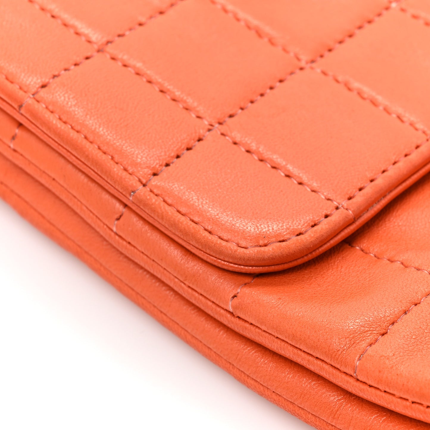 Lambskin Chocolate Bar Mademoiselle Flap Orange