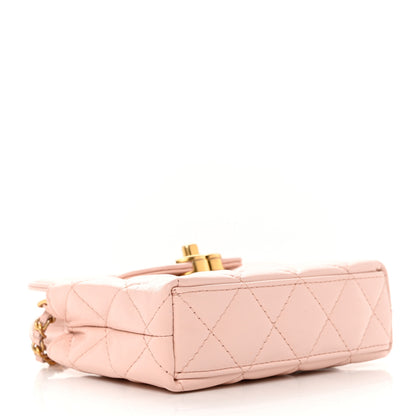 Chanel Shiny Aged Calfskin Quilted Mini Nano Kelly Shopper Light Pink 4 of 8