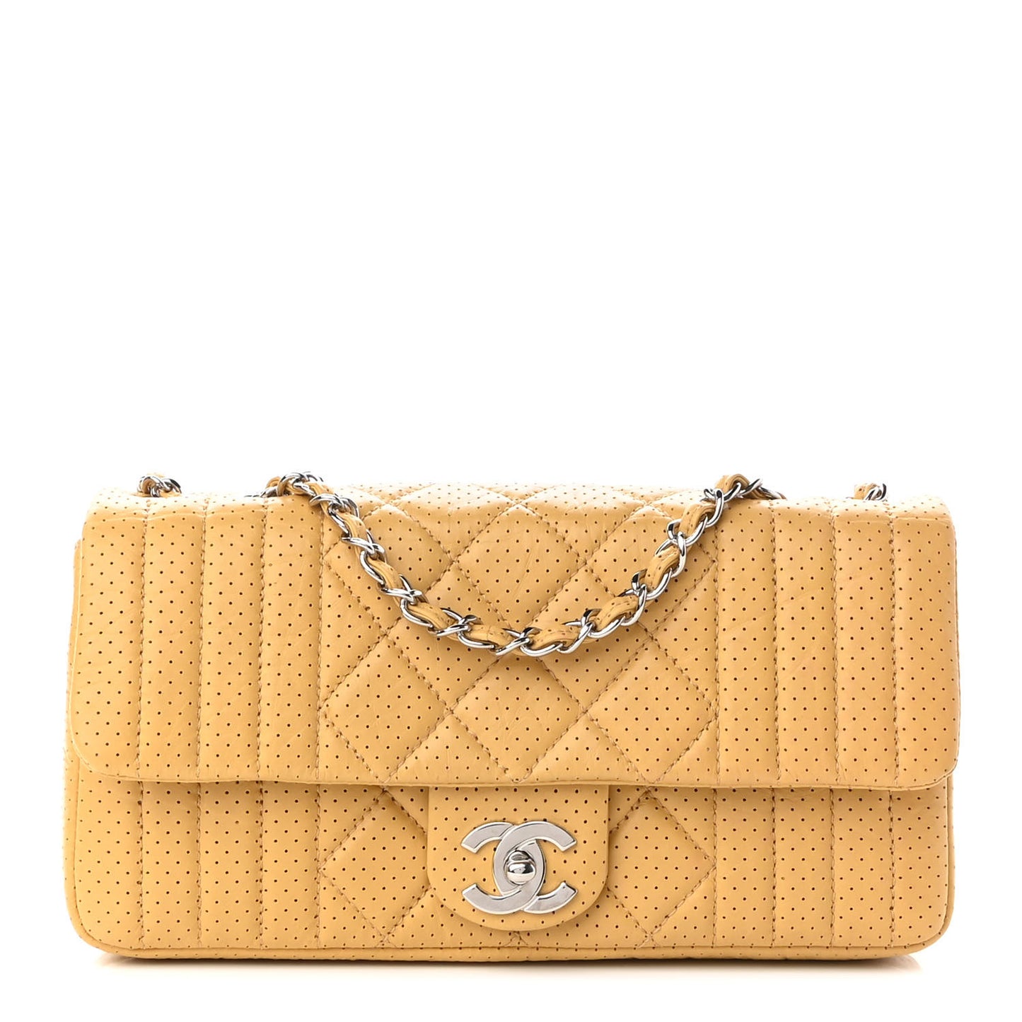 Aged Calfskin Perforated Flap Beige