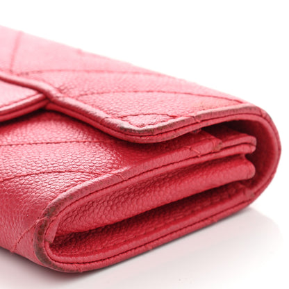 Chanel Caviar Chevron Quilted Flap Card Holder Red 9 of 11