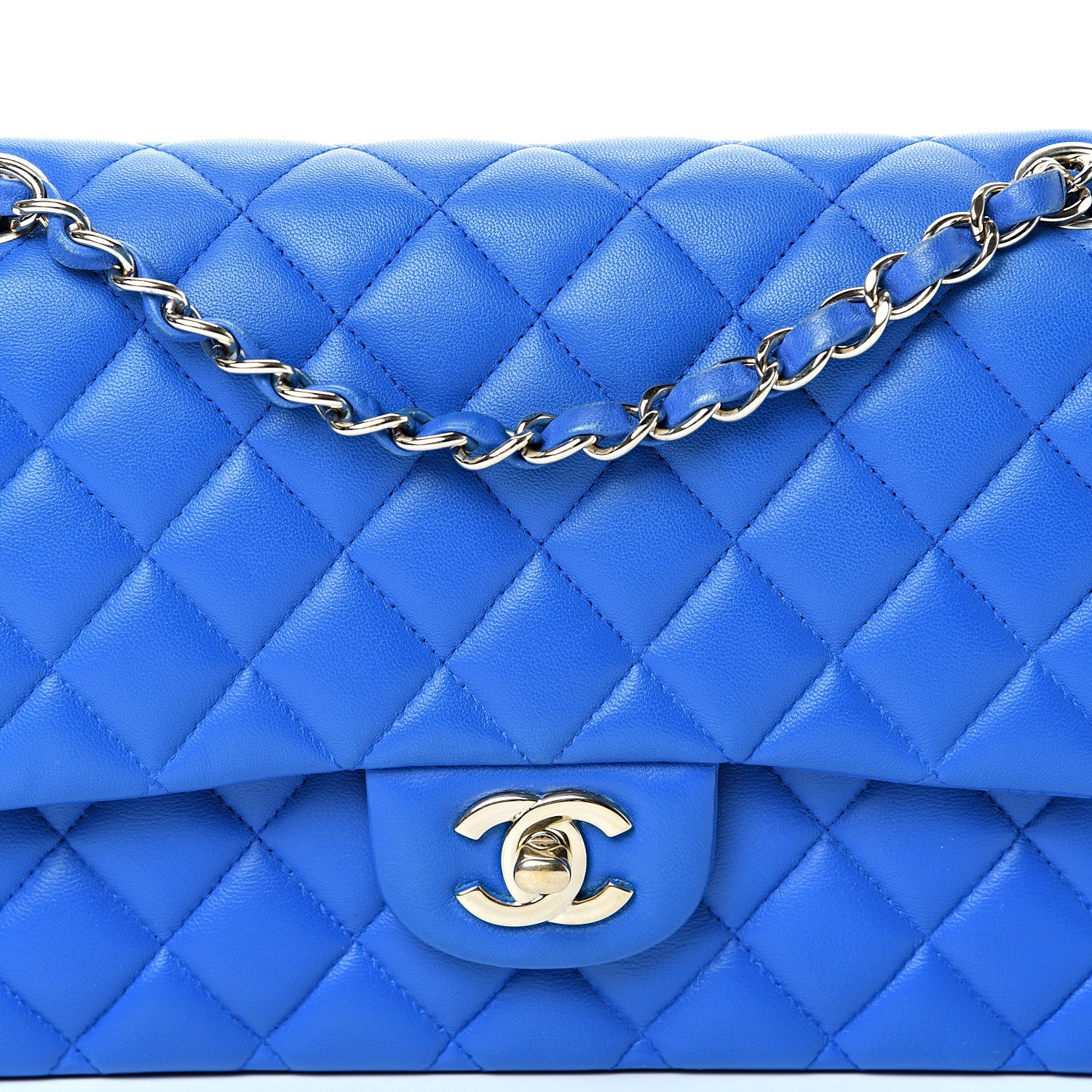 Chanel Lambskin Quilted Medium Double Flap Blue 7 of 14