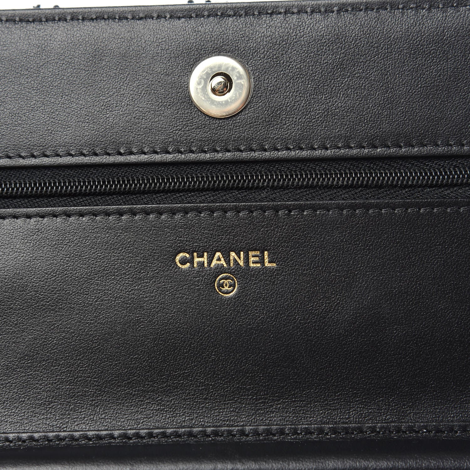 Chanel Tweed Quilted Wallet On Chain WOC Black Ecru White 6 of 11