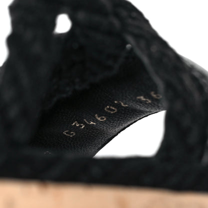 Chanel Cord Lambskin Quilted Logo Sandals 36 Black 8 of 9