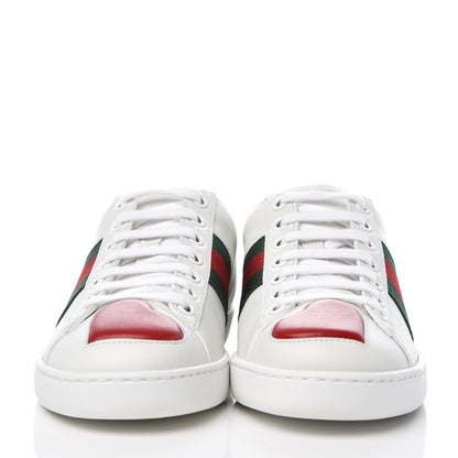 Gucci Calfskin Ayers Web Heart Embroidered Ace Sneakers 34 White 2 of 9