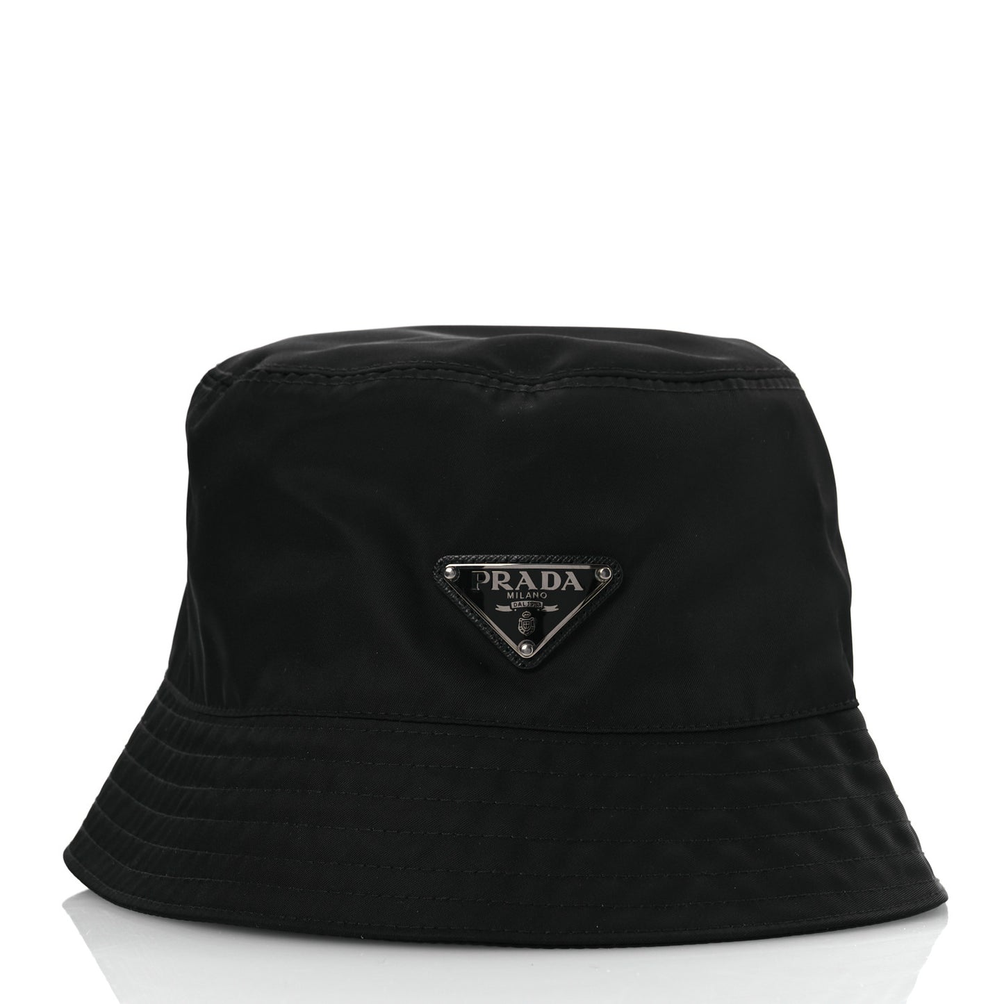 Re-Nylon Rubber Logo Mens Bucket Hat M Black