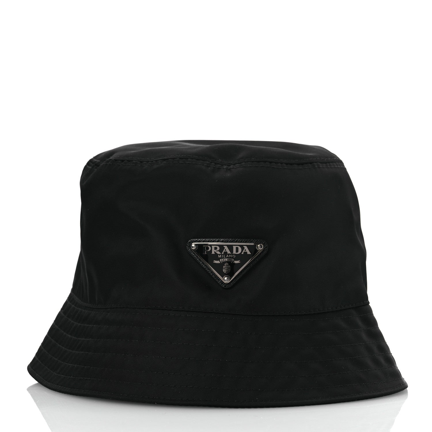 Prada Re-Nylon Rubber Logo Mens Bucket Hat M Black 3 of 10