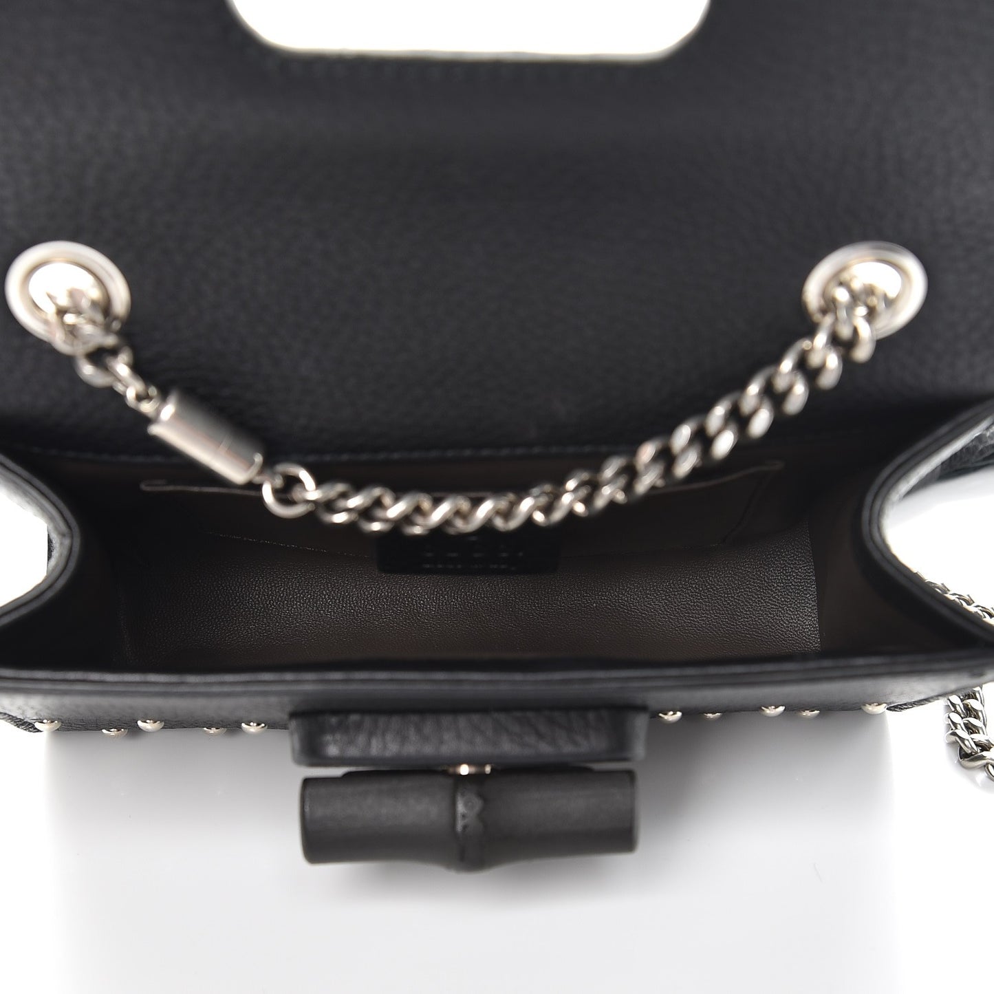 Calfskin Small Studded Miss Bamboo Shoulder Bag Black