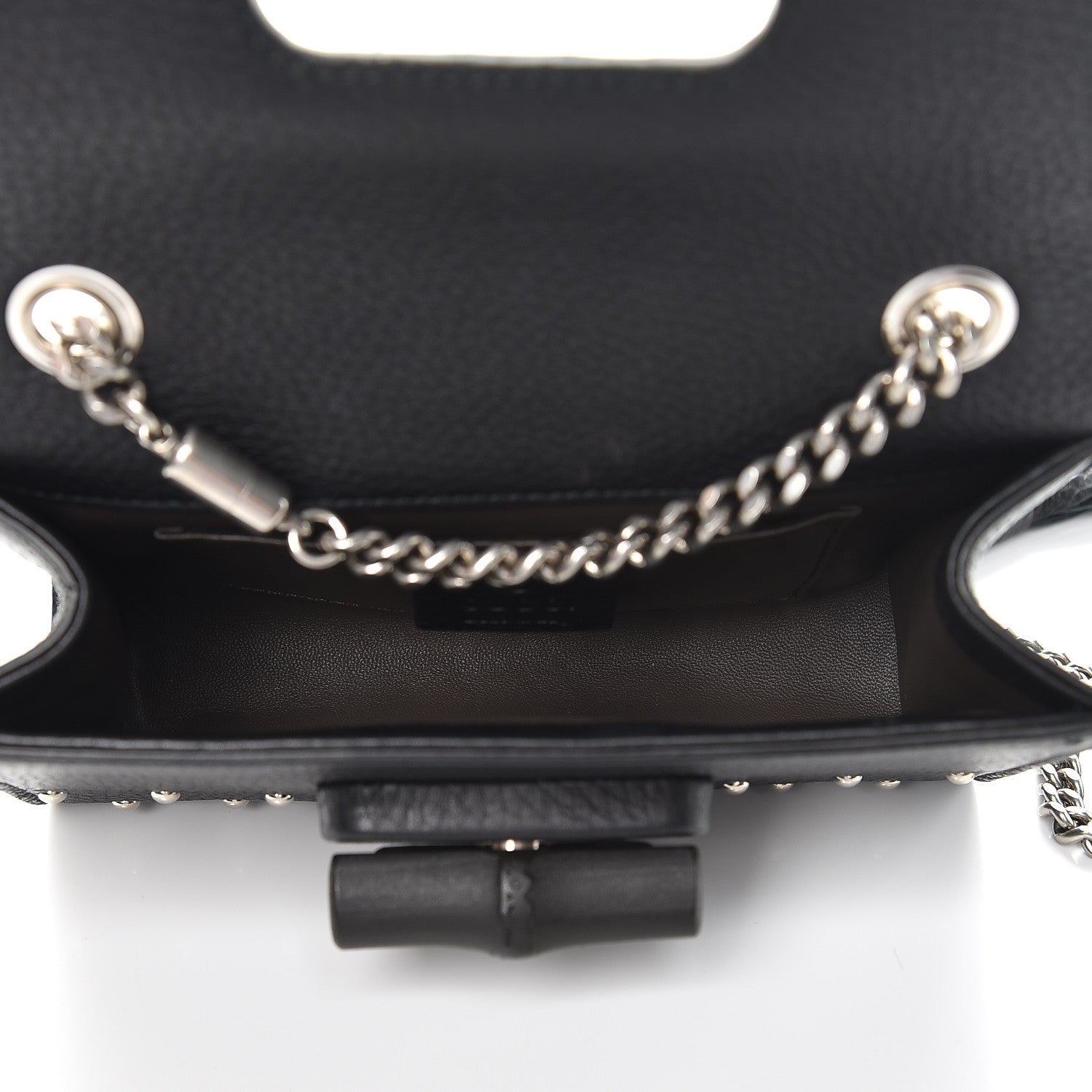 Gucci Calfskin Small Studded Miss Bamboo Shoulder Bag Black 5 of 7
