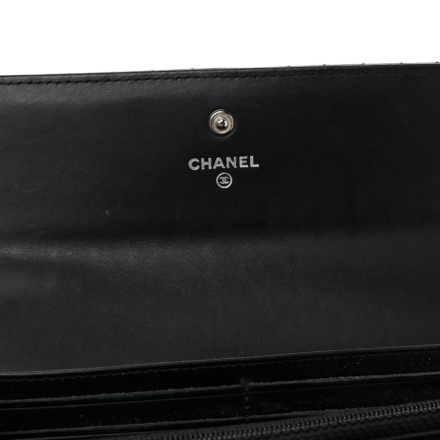Chanel Patent Chevron Quilted Large Gusset Flap Wallet Black 13 of 21