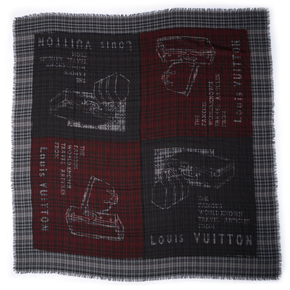 Louis Vuitton Mens Fleece Wool Silk Trunks Shawl Gris Rouge 3 of 5