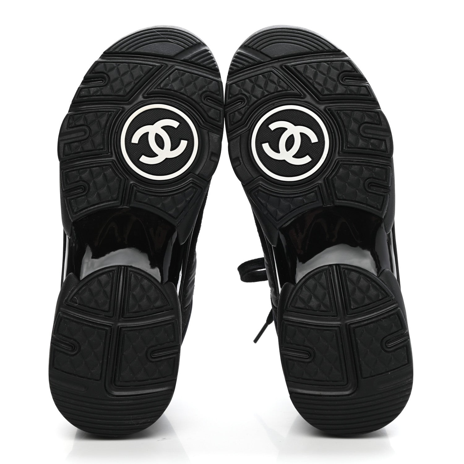 Chanel Nylon Calfskin Suede CC Sneakers 37 Black 7 of 9
