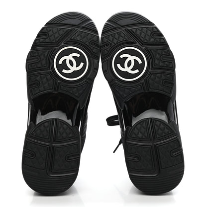 Chanel Nylon Calfskin Suede CC Sneakers 37 Black 7 of 9