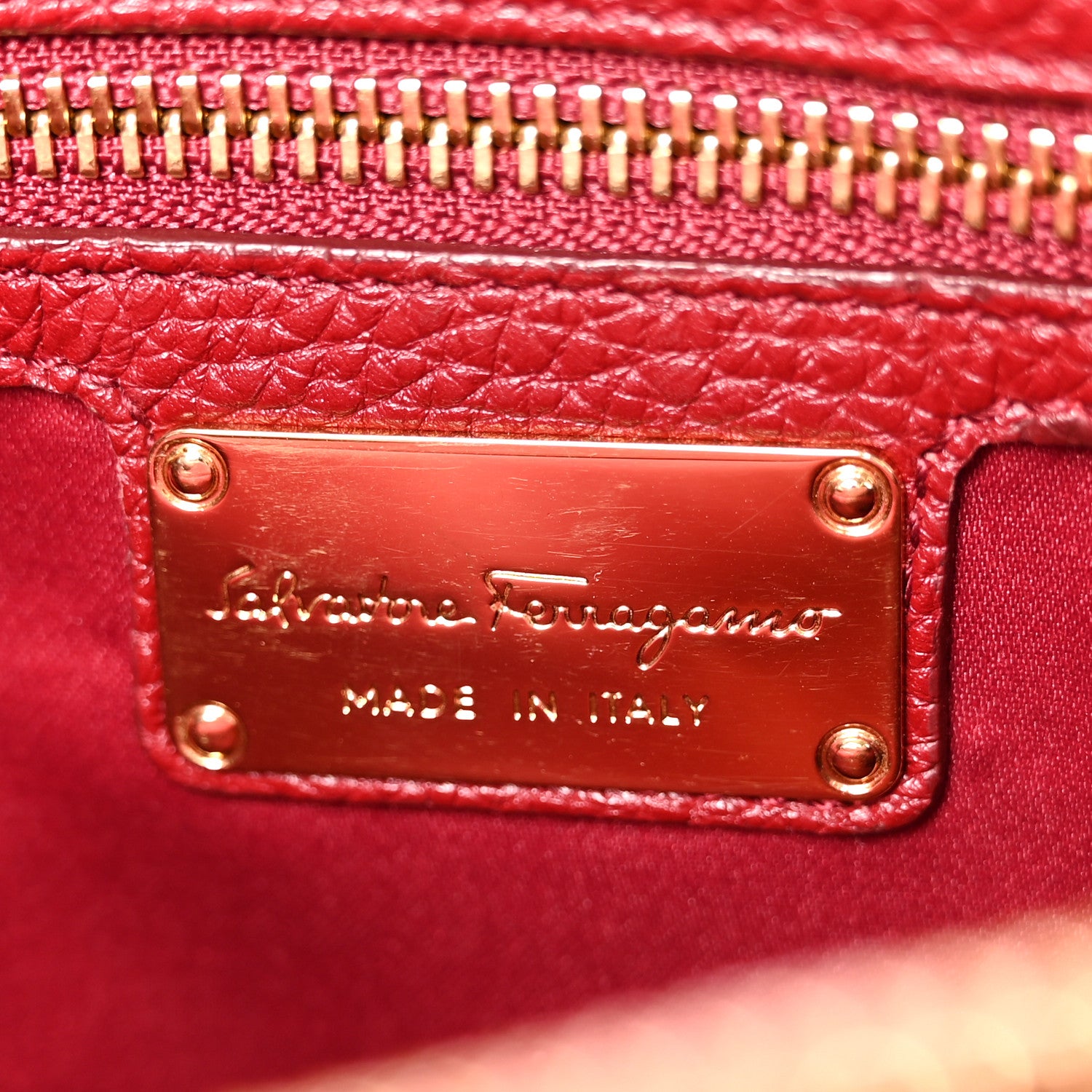 Salvatore Ferragamo Pebbled Calfskin East West Fiamma Bag Red 7 of 15