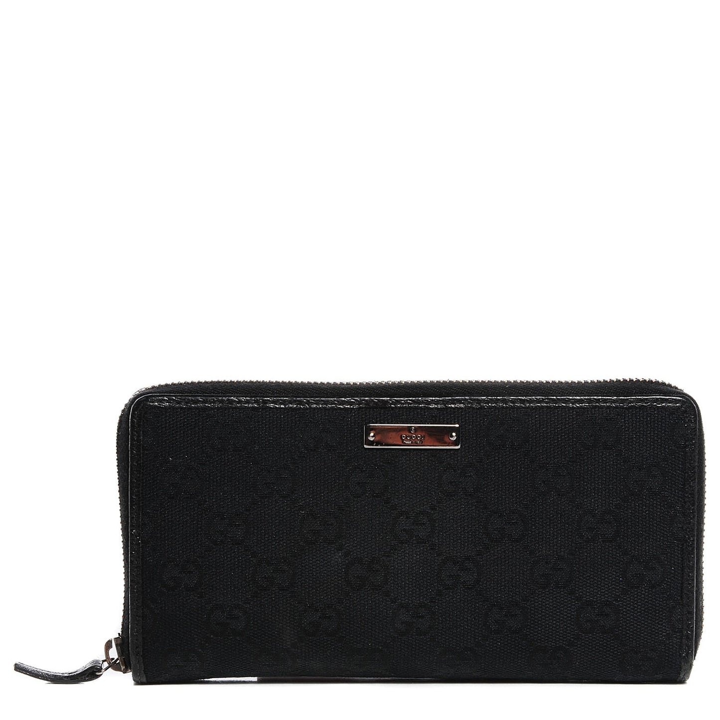 Monogram Metal Bar Zip Around Wallet Black