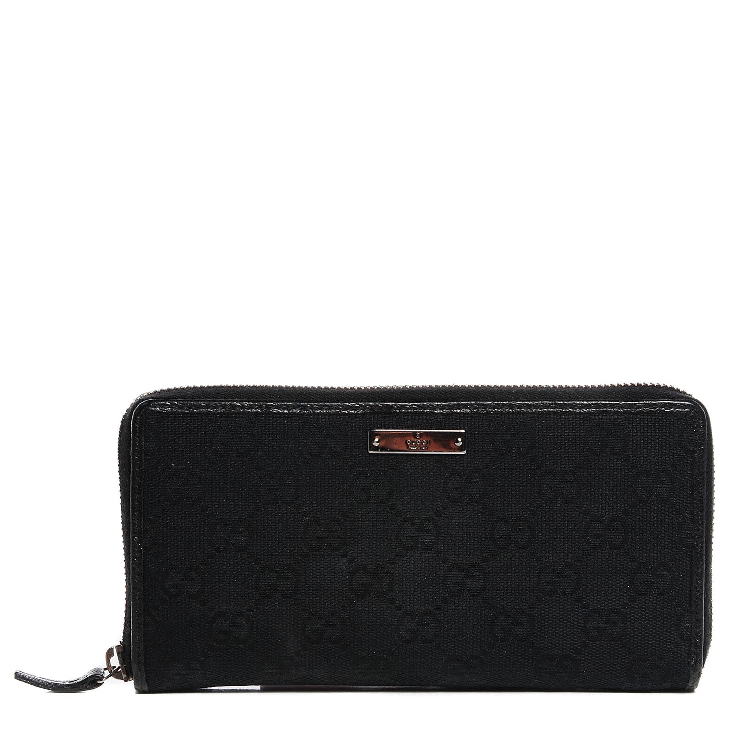 Gucci Monogram Metal Bar Zip Around Wallet Black 1 of 7