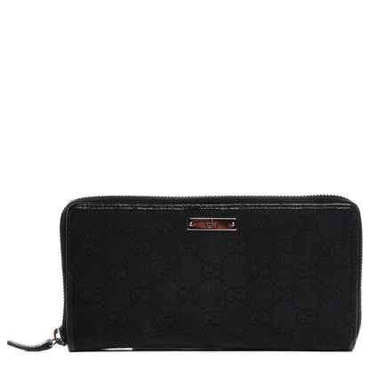 Gucci Monogram Metal Bar Zip Around Wallet Black 1 of 7