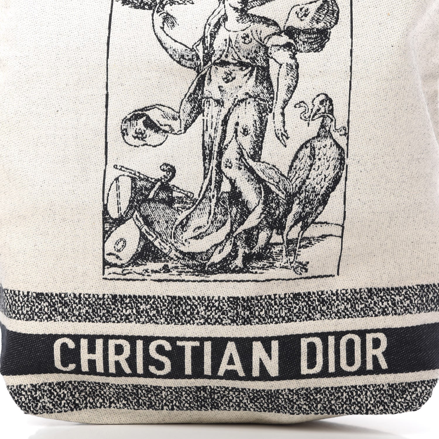 Christian Dior Canvas Print Cruise Tote Ivory Black 9 of 9