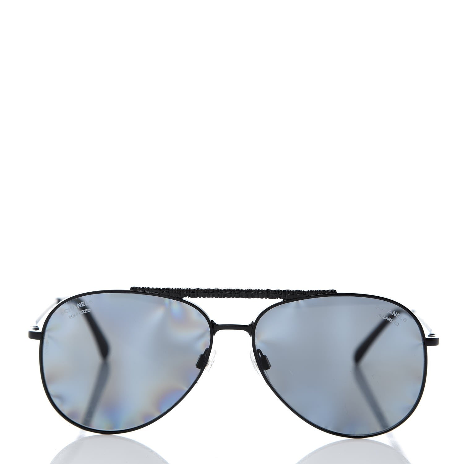 Chanel Aviator Metallic Pilot Sunglasses 4231 Black 2 of 8