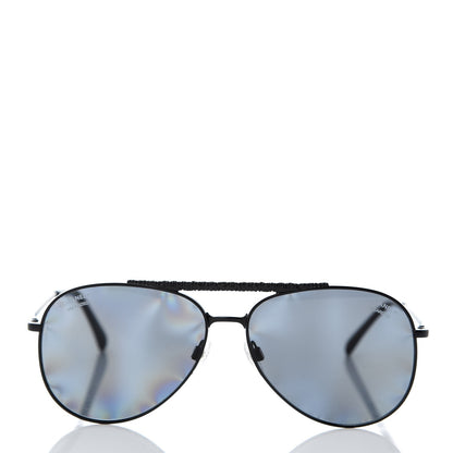 Chanel Aviator Metallic Pilot Sunglasses 4231 Black 2 of 8