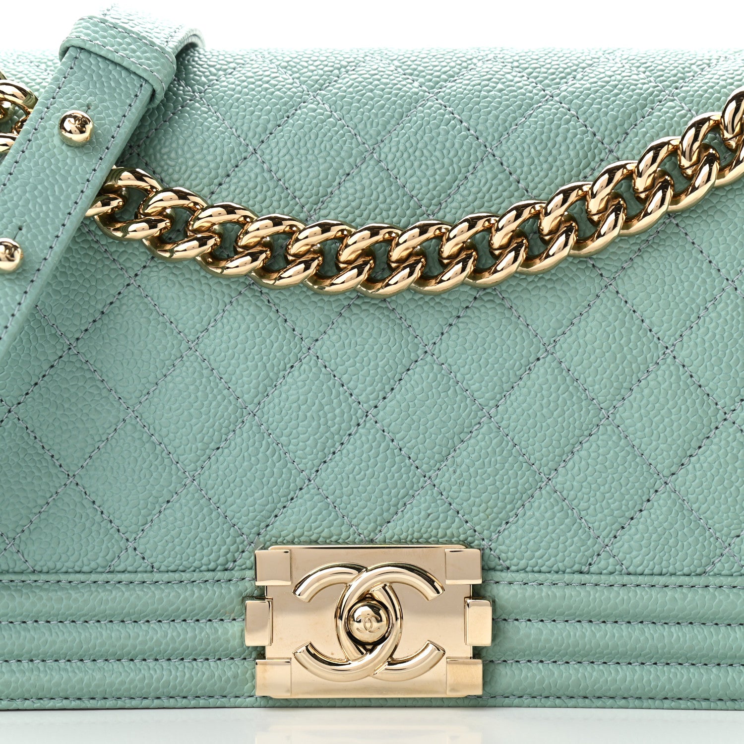 Chanel Caviar Quilted Medium Boy Flap Light Blue 14 of 15