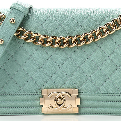Chanel Caviar Quilted Medium Boy Flap Light Blue 14 of 15