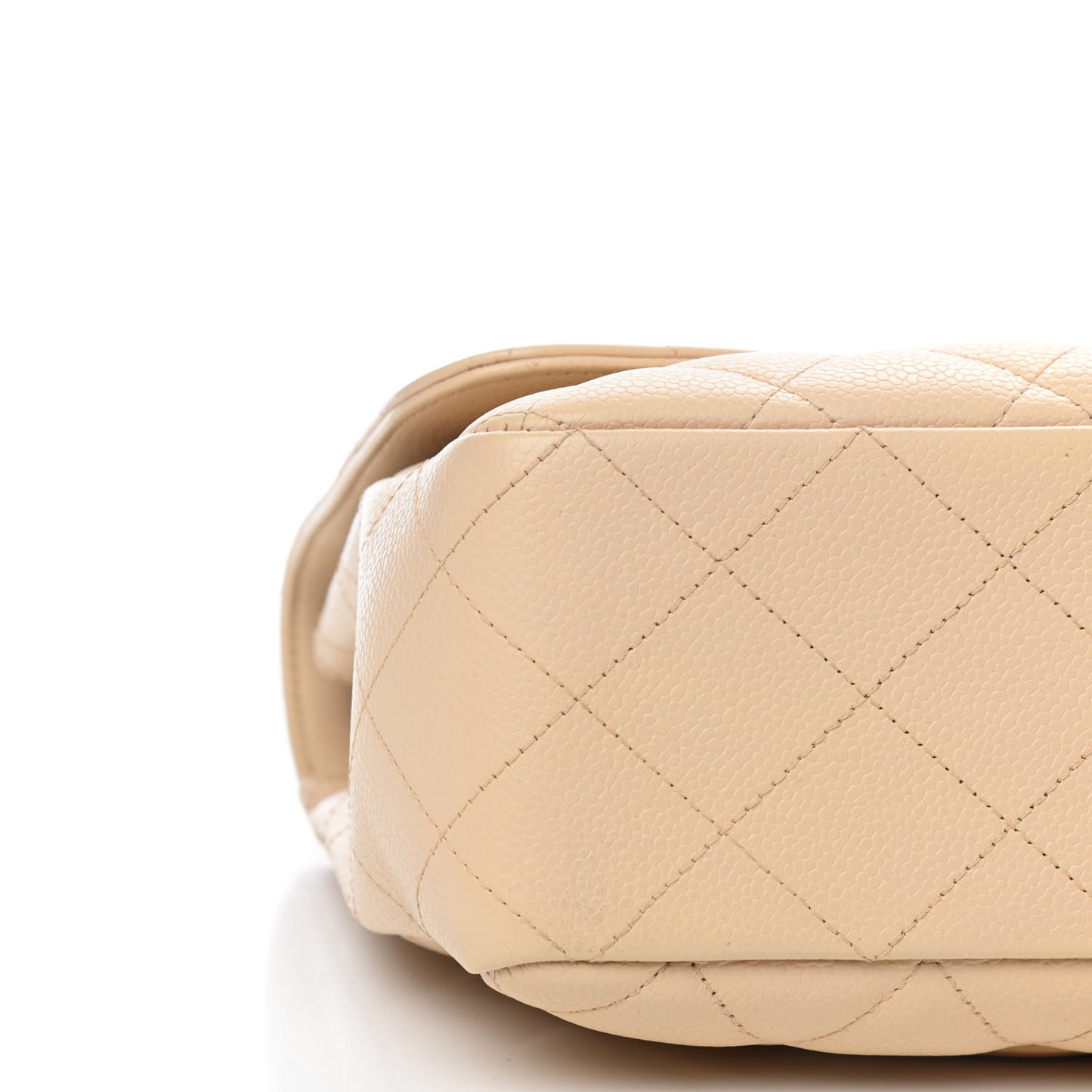 Caviar Quilted Jumbo Single Flap Beige