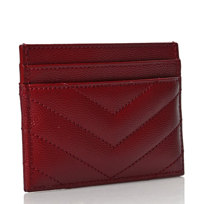 Saint Laurent Grain De Poudre Matelasse Chevron Monogram Credit Card Case Palissandre 3 of 8