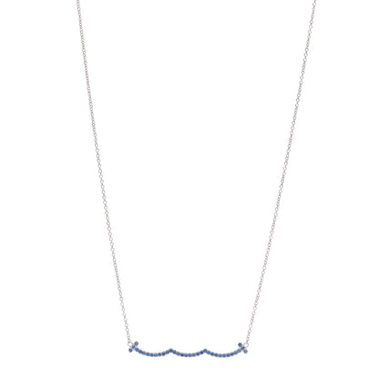 Tiffany 18K White Gold Blue Sapphire Wave Pendant Necklace 1 of 5