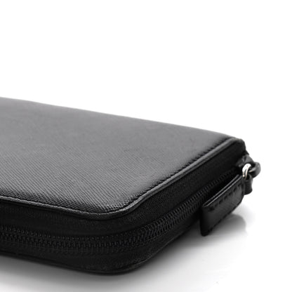 Prada Saffiano Triangle Zip Around Wallet Black 11 of 15