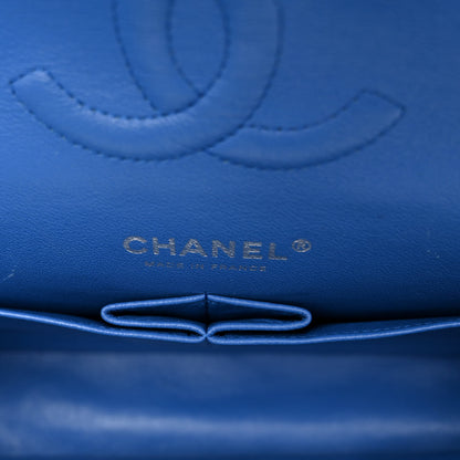 Chanel Patent Quilted Medium Double Flap Blue 6 of 10