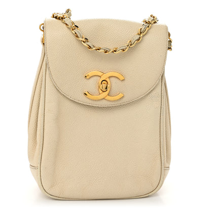 Chanel Caviar Vertical Chain Crossbody Ivory 1 of 13