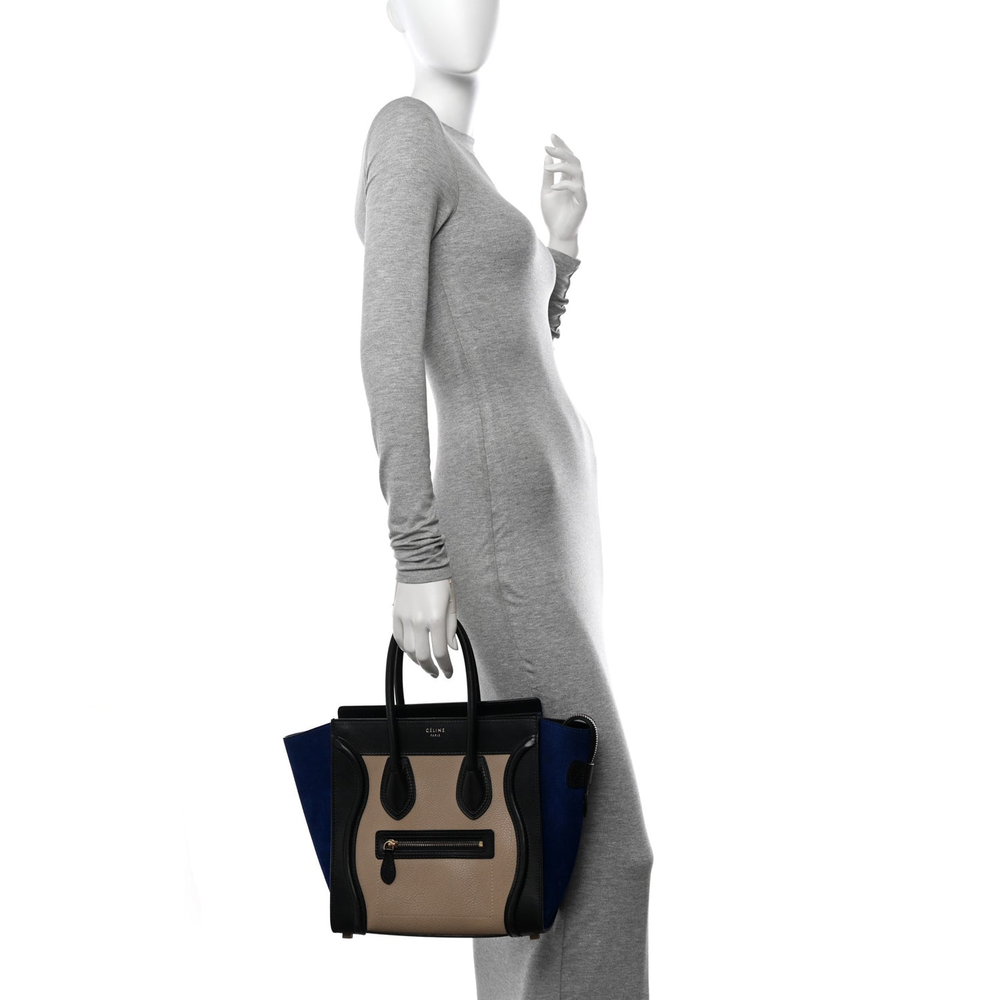 Elephant Calfskin Suede Micro Tri-Color Luggage Sand