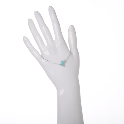 Van Cleef & Arpels 18K White Gold Turquoise Sweet Alhambra Butterfly Bracelet 2 of 7