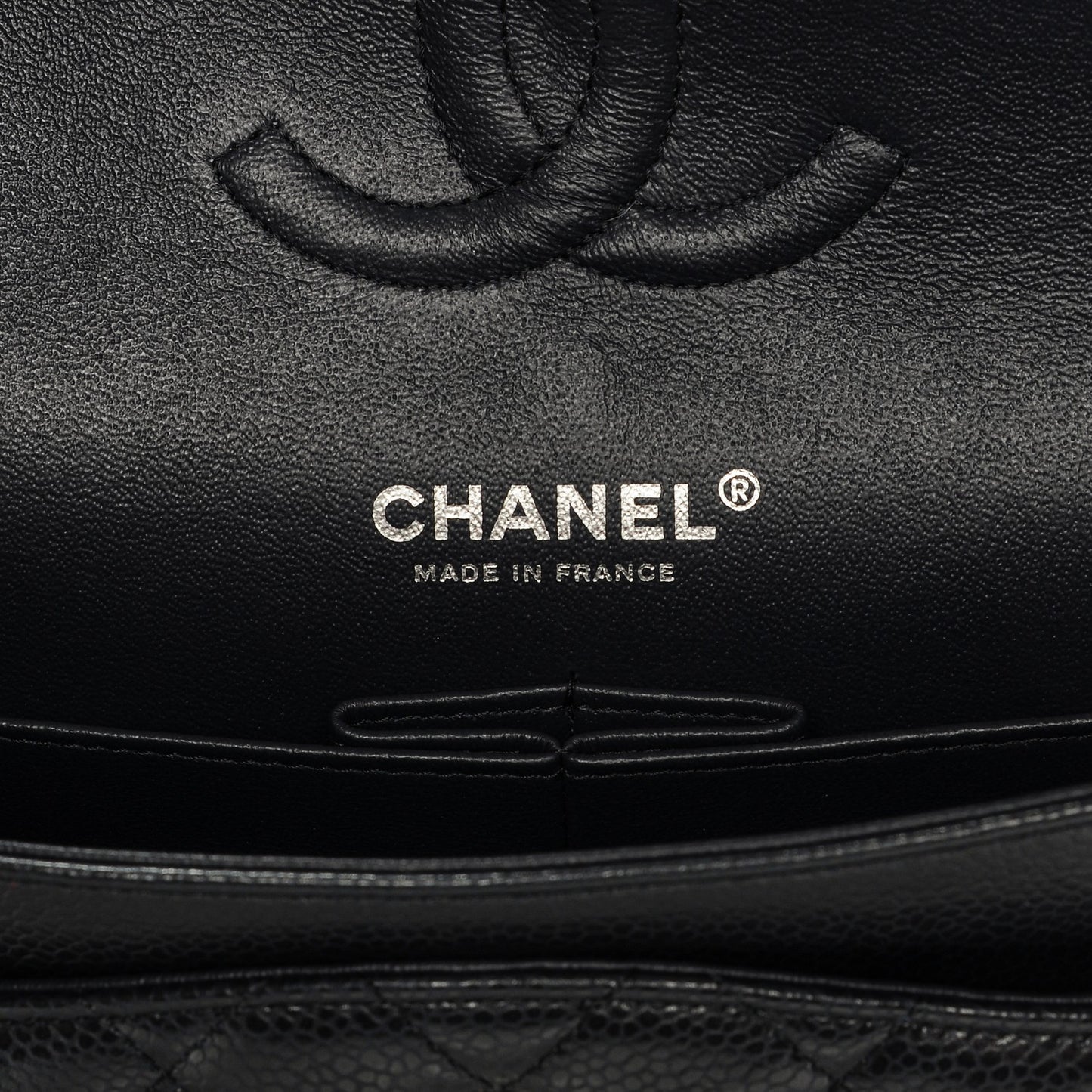 Caviar Quilted Medium Double Flap Navy