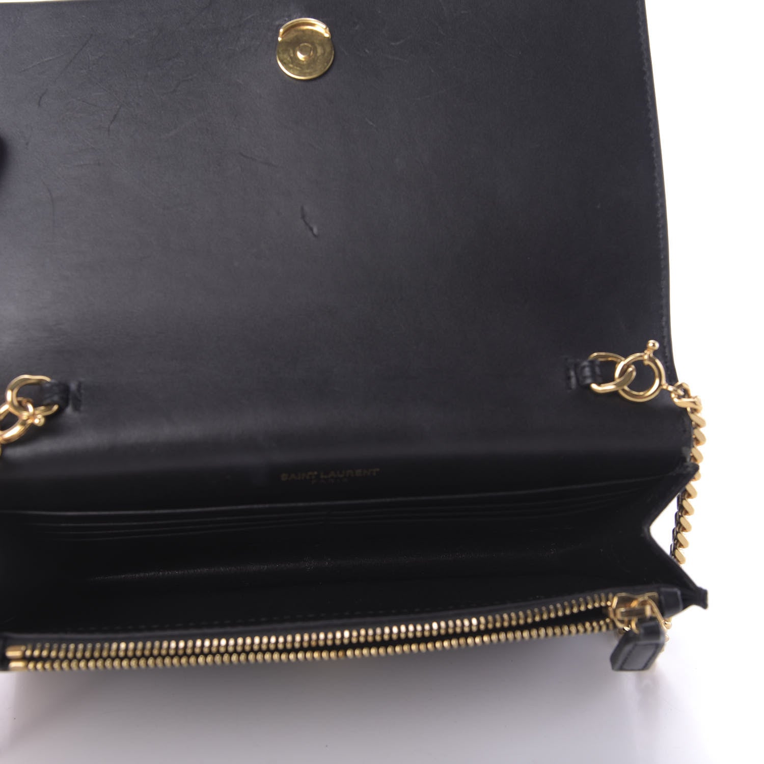 Saint Laurent Smooth Calfskin Classic Monogram Kate Tassel Chain Wallet Black 5 of 8