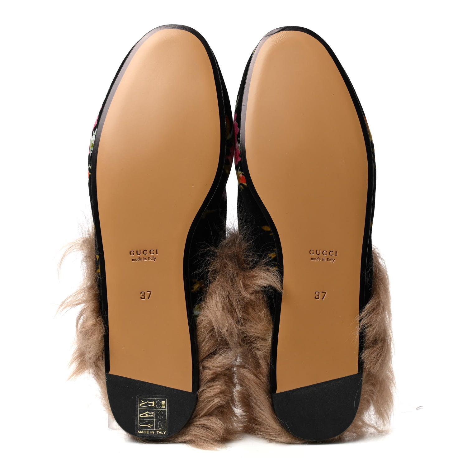Gucci Velvet Fur Floral Womens Princetown Slippers 37 Black 5 of 7