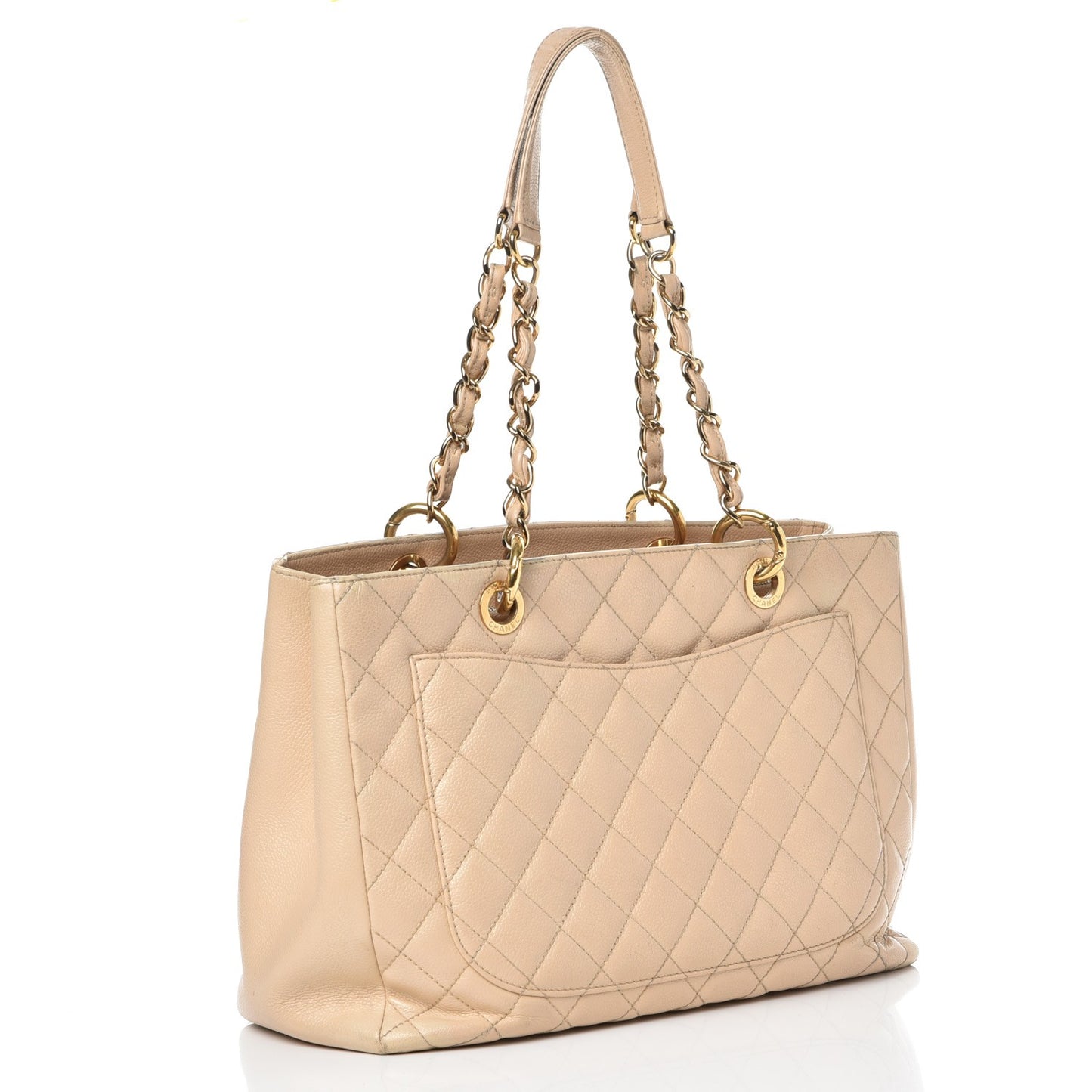 Caviar Quilted Grand Shopping Tote GST Beige