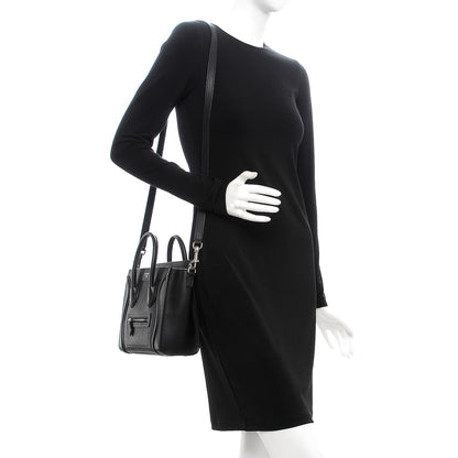 Celine Drummed Calfskin Nano Luggage Black 2 of 9