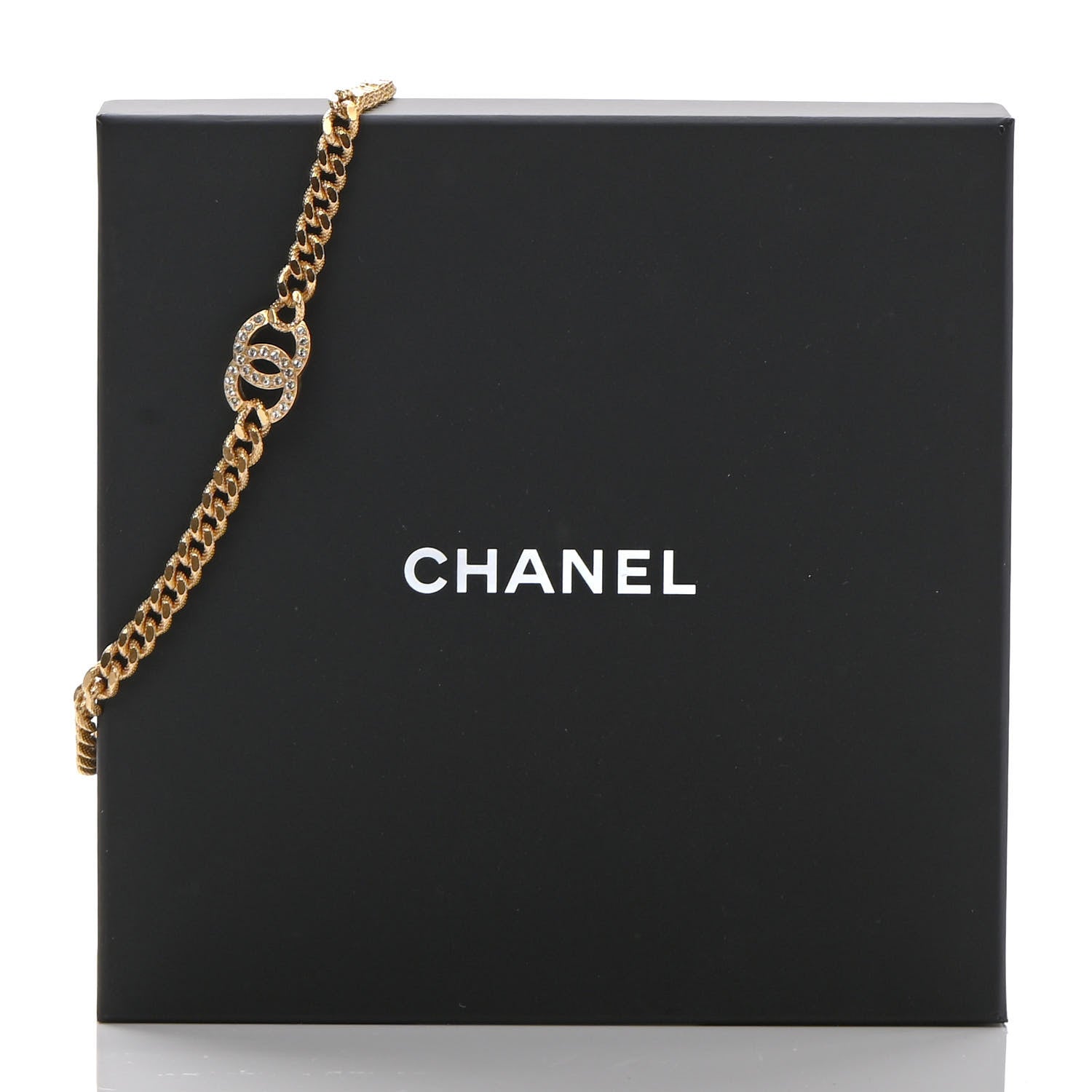 Chanel Crystal Chain Link CC Choker Necklace Gold 6 of 6
