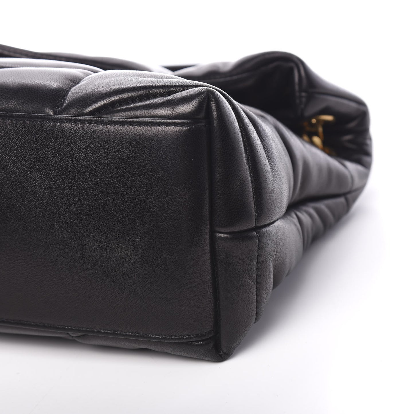 Lambskin Quilted Small Loulou Puffer Monogram Chain Satchel Black