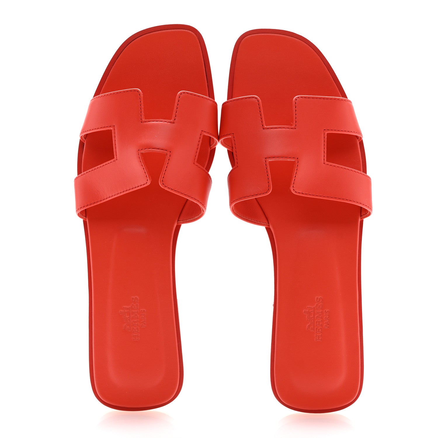 Hermes Box Calfskin Oran Sandals 40 Rouge Jaipur 2 of 9