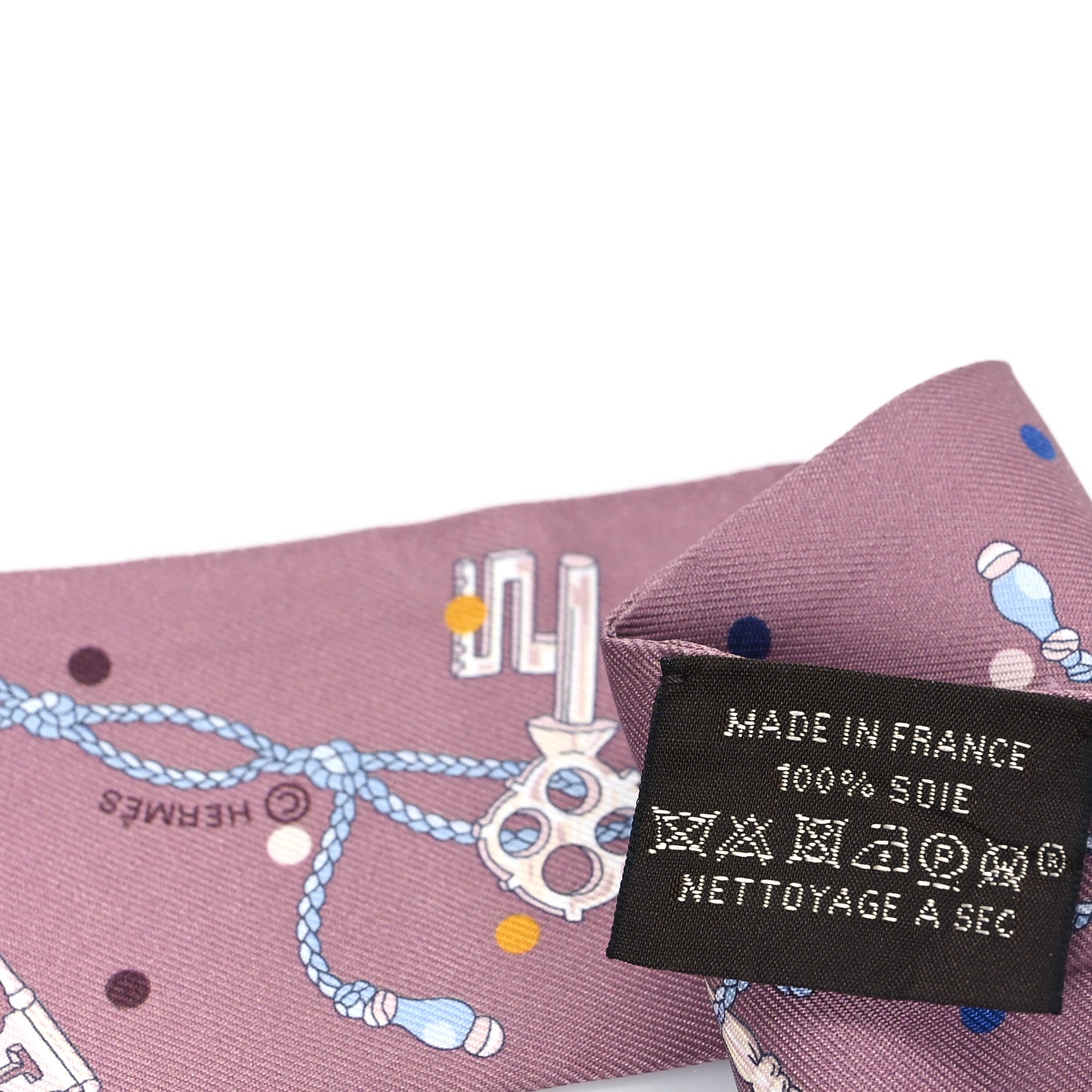 Hermes Silk Les Cles A Pois Twilly Marron Glace Gris 3 of 5