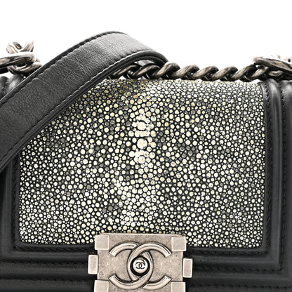 Chanel Galuchat Stingray Mini Boy Flap  Black Silver 8 of 11