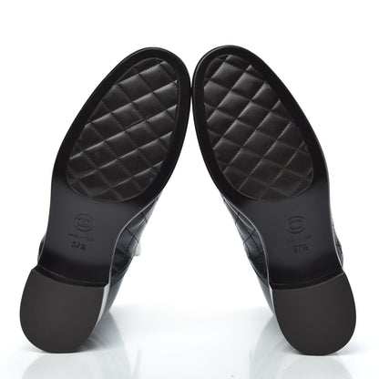 Chanel Calfskin Quilted Cap Toe Boots 37.5 Black Brown 5 of 9