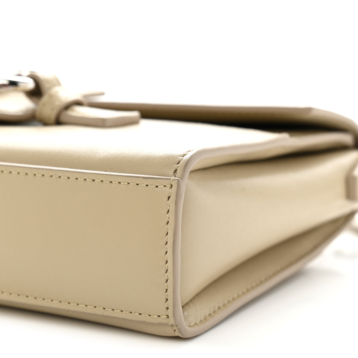 Glossy Calfskin Medium Ristretto Horsebit Flap Shoulder Bag Beige
