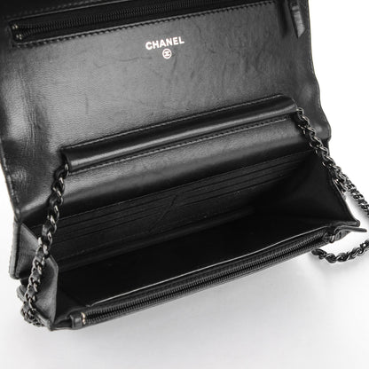 Chanel Lambskin Chevron Wallet On Chain WOC Black 5 of 10
