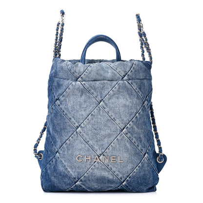 Chanel Denim Quilted Chanel 22 Backpack Blue 1 of 9